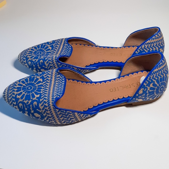 Restricted Shoes - Restricted Blue Tan Slip On Shoes Flats Size 7